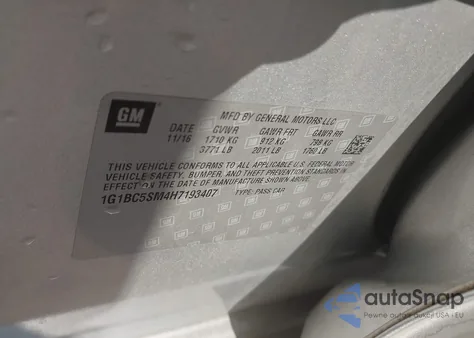 2017 Chevrolet Cruze Ls Auto из США, поврежденный, VIN 1G1BC5SM4H7193407